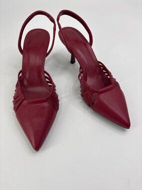 DKNY Gleea Pointed Toe Slingback 3" Heel Shoe Red 11M NWOB